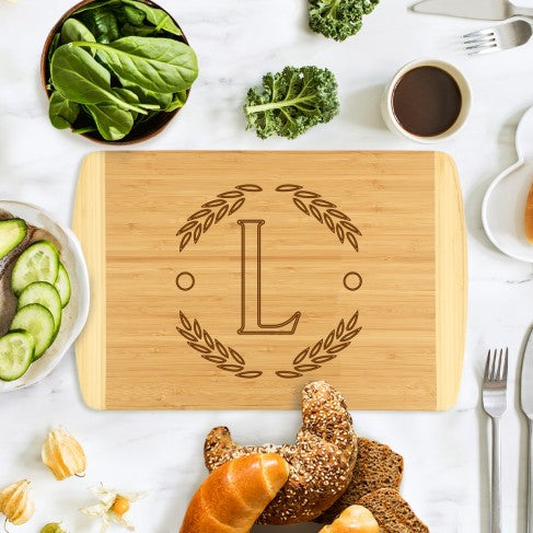 Personalized Wreath Two-Tone Cutting Board