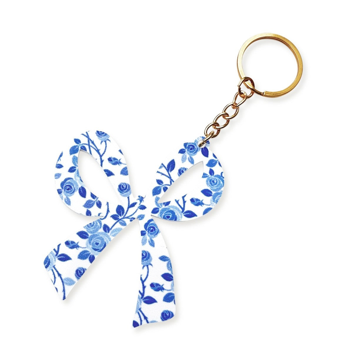 Blue Floral Bow Keychain