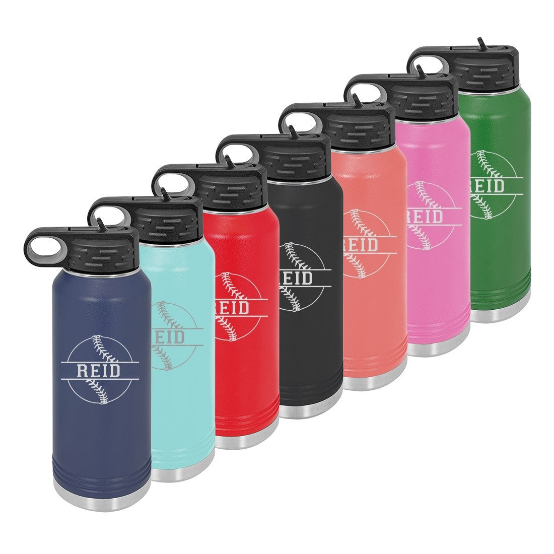 Personalized Water Bottle With Baseball Design