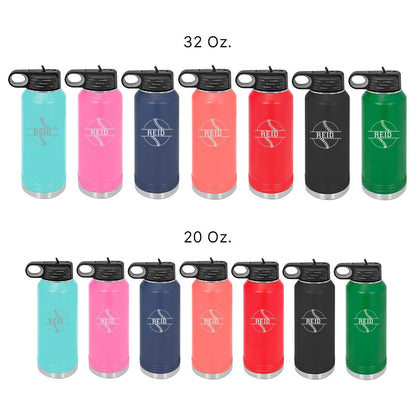 Personalized Water Bottle With Baseball Design