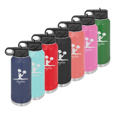 Personalized Water Bottle With Cheer Design