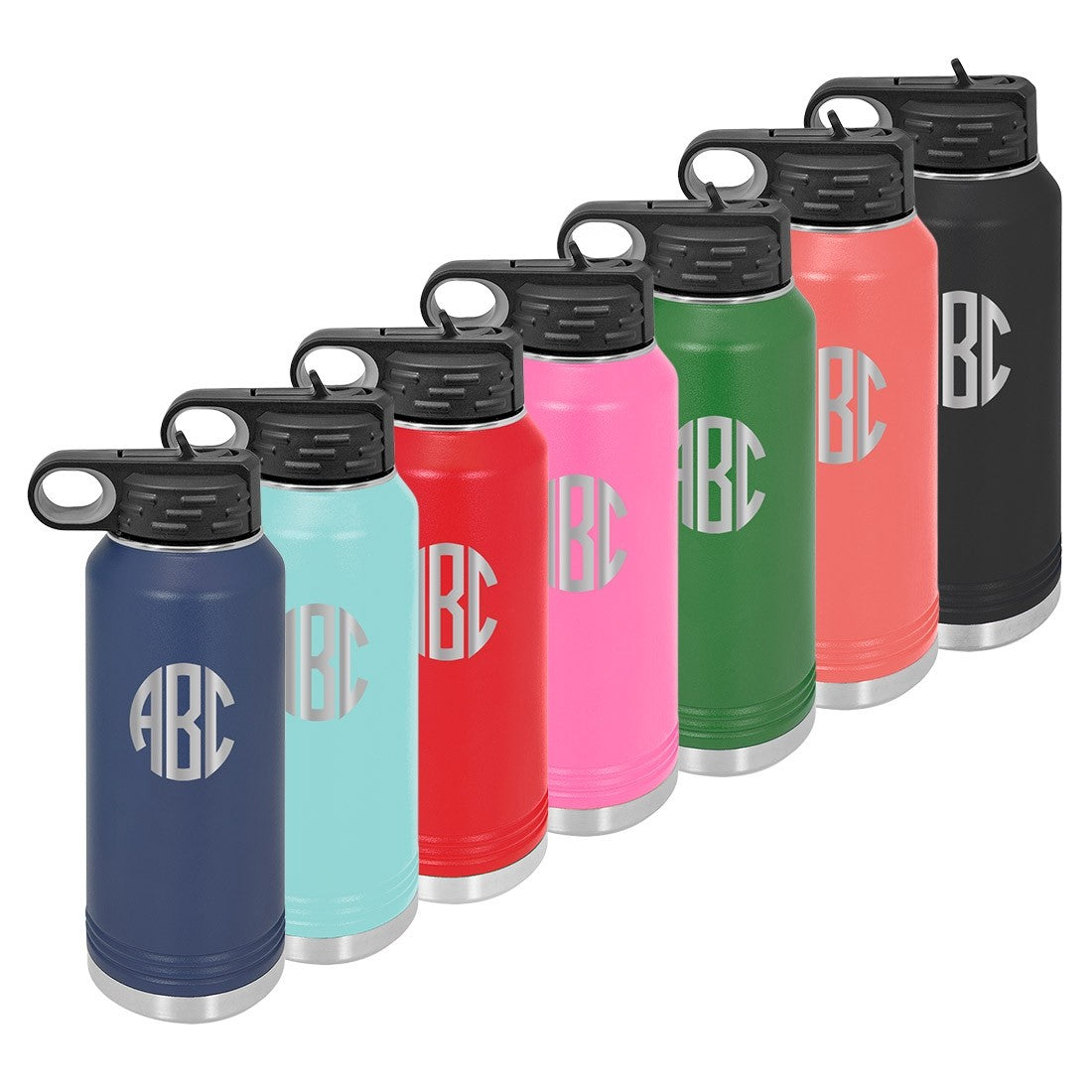 Personalized Water Bottle With Circle Initials