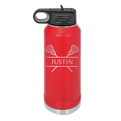 Personalized Water Bottle With Lacrosse Design