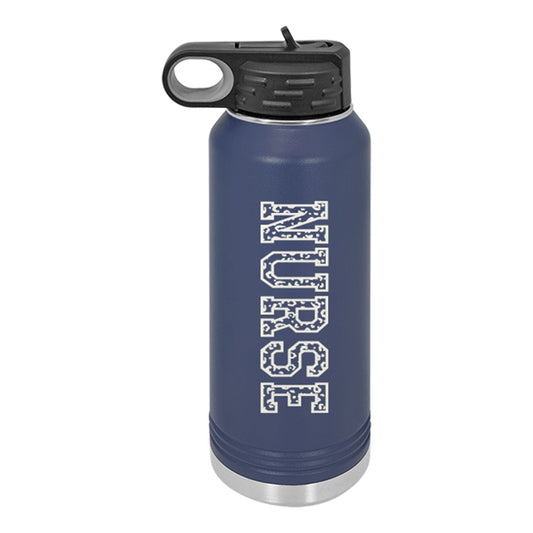 Leopard Nurse 32oz Navy Water Bottle