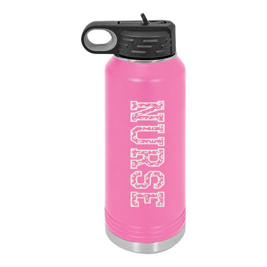 Leopard Nurse 32oz Pink Water Bottle