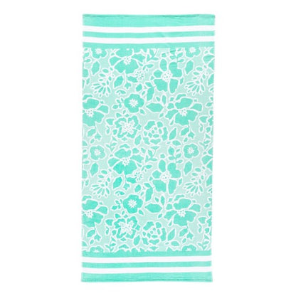 Personalized Mint Floral Beach Towel