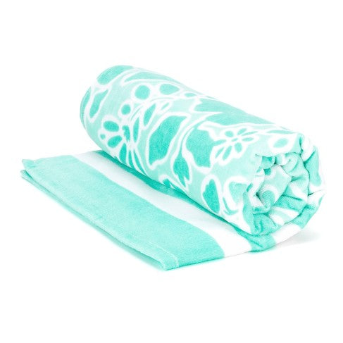 Personalized Mint Floral Beach Towel