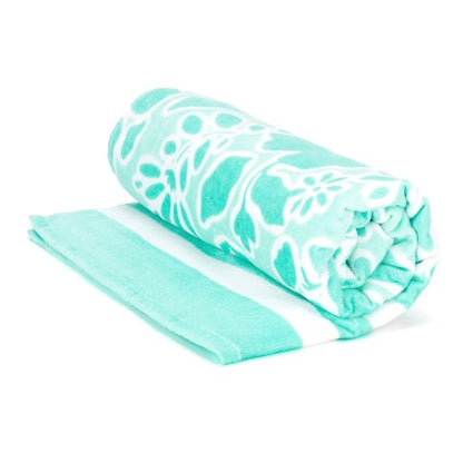 Personalized Mint Floral Beach Towel