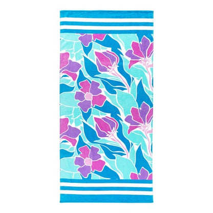 Personalized Floral Waves Beach Towel