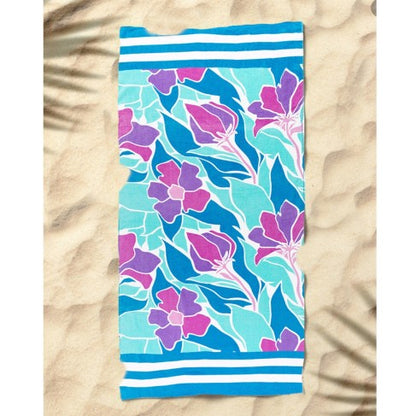 Personalized Floral Waves Beach Towel