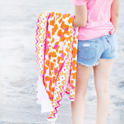 Personalized Wild Orange Beach Towel