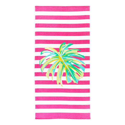 Personalized Palm Stripe Beach Towel