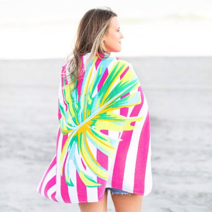 Personalized Palm Stripe Beach Towel