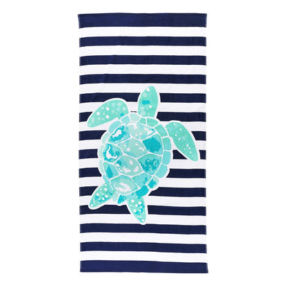 Personalized Striped Sea Turtle Beach Towel