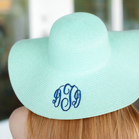 Personalized Light Mint Adult Floppy Beach Hat