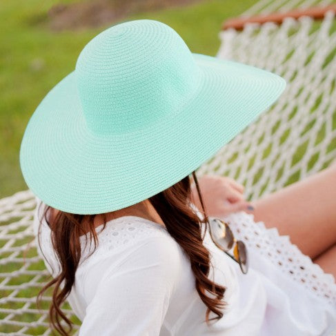 Personalized Light Mint Adult Floppy Beach Hat