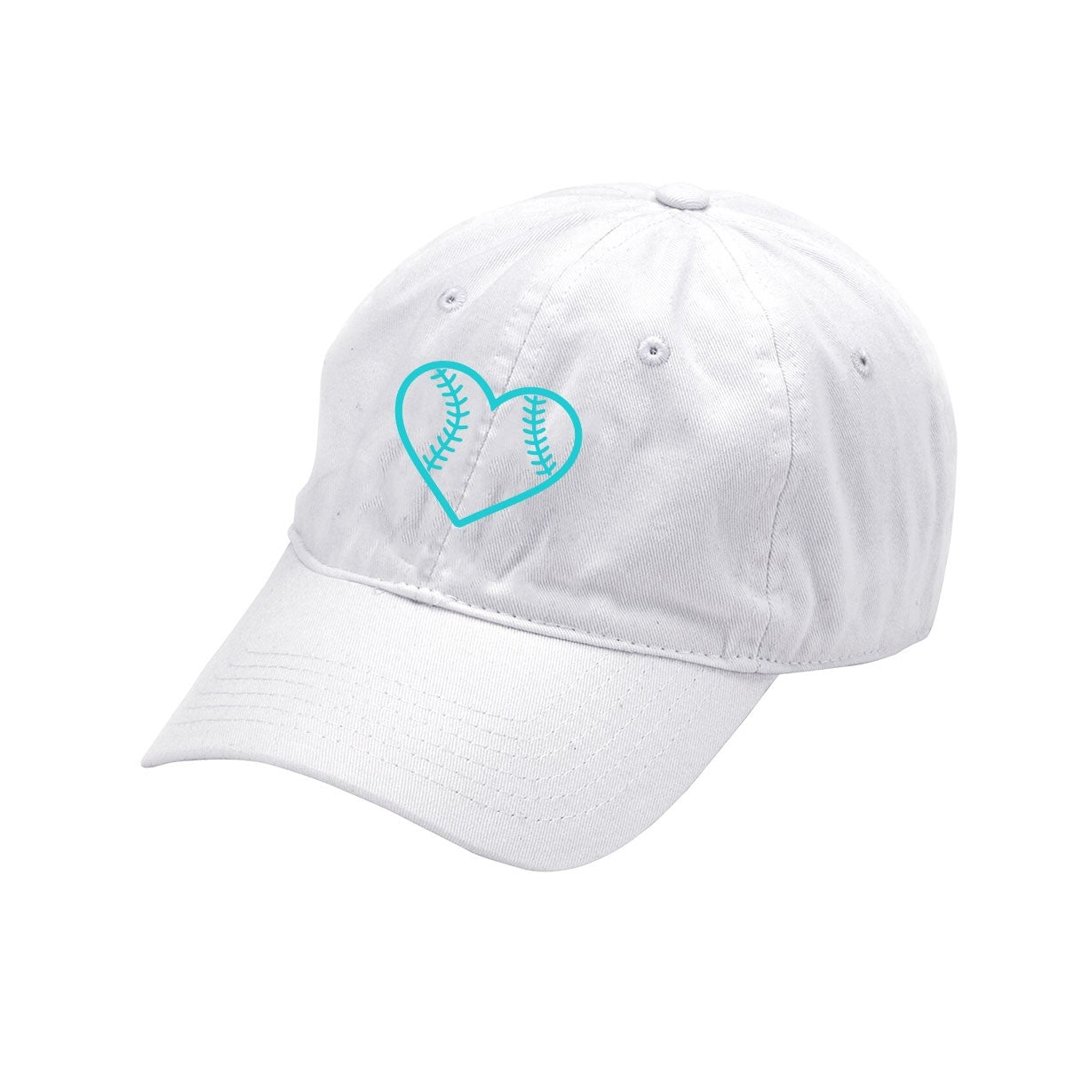 Aqua Heart Baseball White Cap