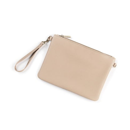 Personalized Tan Vegan Leather Wristlet