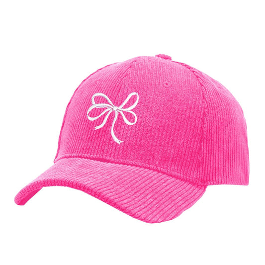 Bow Hot Pink Corduroy Cap