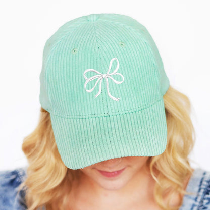 Bow Mint Corduroy Cap