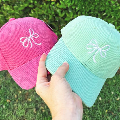 Bow Mint Corduroy Cap