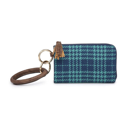 Flannel Wristlet Zipper Bangle/Wallet/Cardholder w/ Tassel