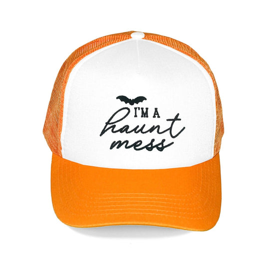 IM A Haunt Mess Orange & White Trucker Hat