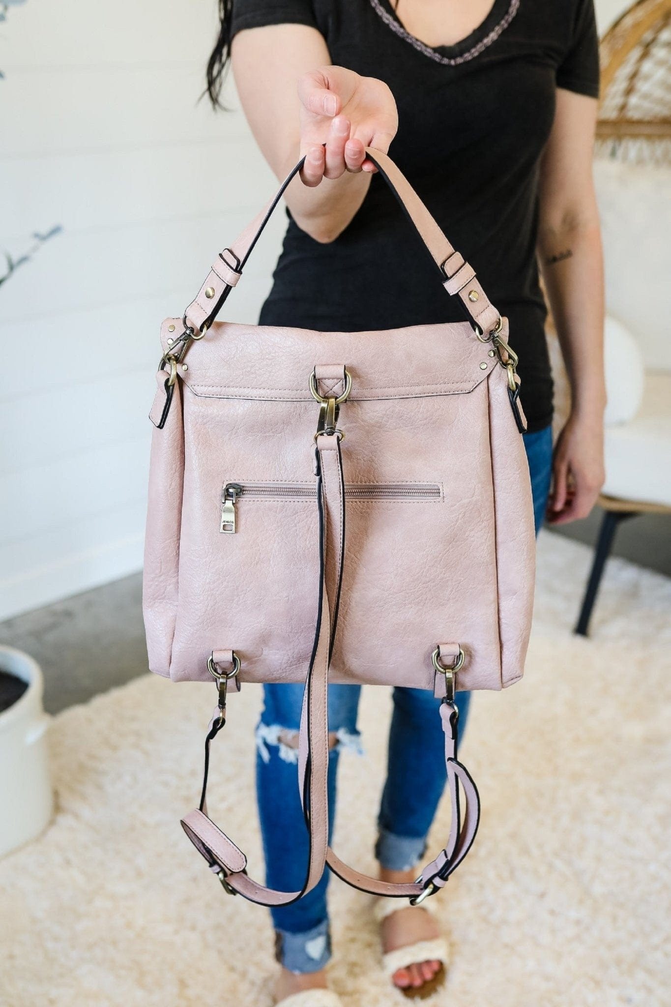 Indigo Convertible Backpack w/ Stud Details