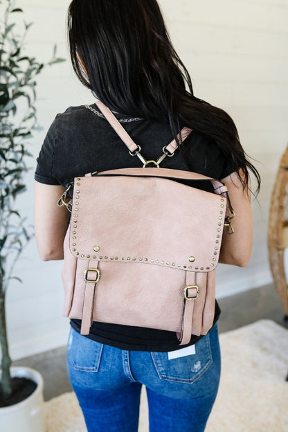 Indigo Convertible Backpack w/ Stud Details