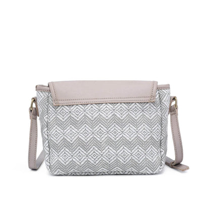 Woven Flapover Crossbody w/ Vegan Leather Accents