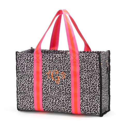 Personalized Hot Pink & Coral Leopard Neoprene Tote