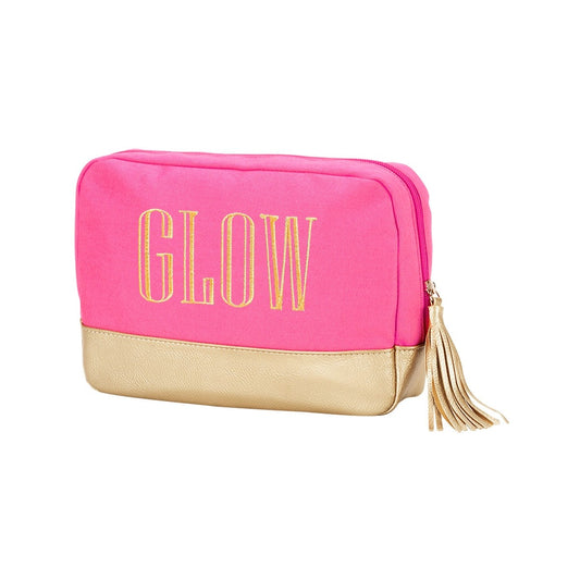 Gold Glow Hot Pink Cabana Cosmetic Bag