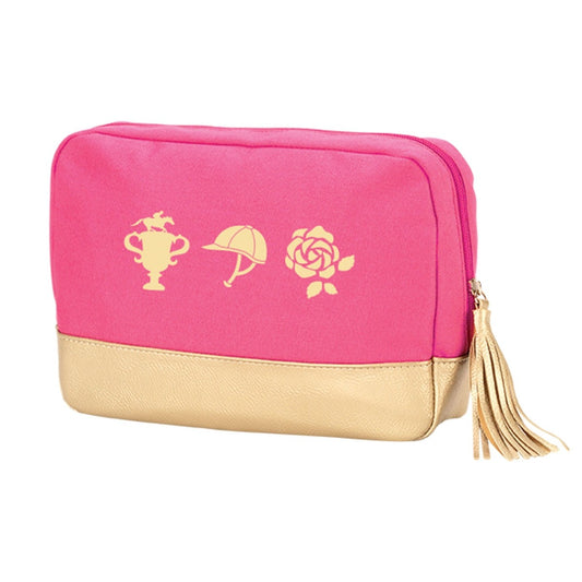 Gold In It To Win It Hot Pink Cabana Cosmetic Bag