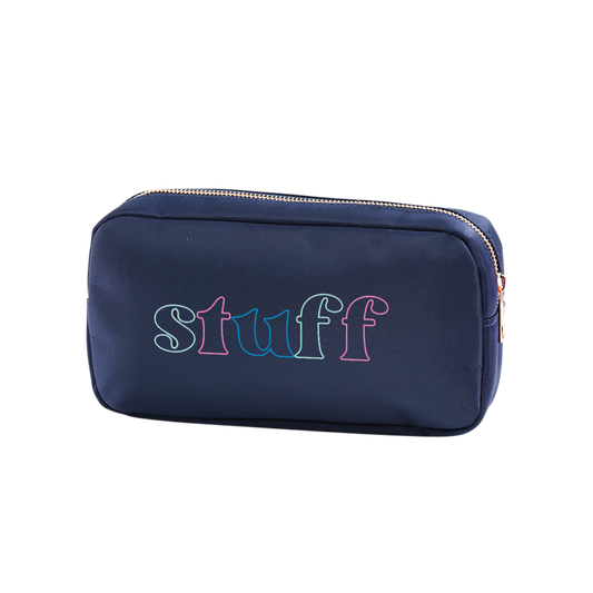 Embroidered Stuff Navy Accessory Bag