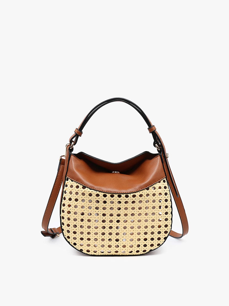 Evans Rattan/Vegan Leather Crossbody