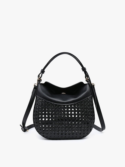 Evans Rattan/Vegan Leather Crossbody