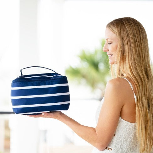 Personalized Navy Stripe Cosmetic Bag