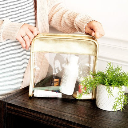 Personalized Gold Clear Cosmetic Bag