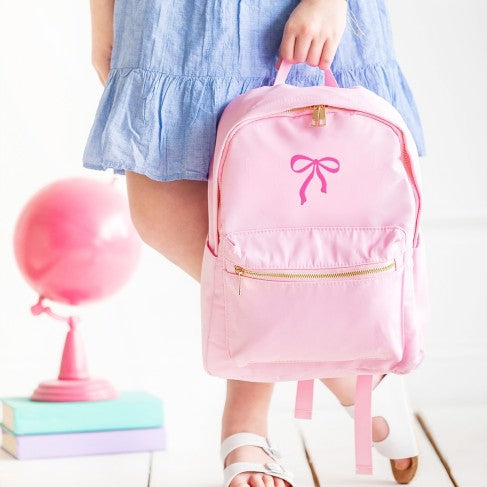 Embroidered Bow Pink Girls Backpack