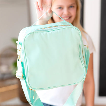 Personalized Mint Avery Lunch Box with Shoulder Strap