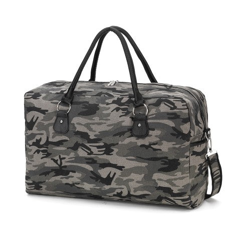 Personalized Black Camo Weekender Travel Duffle Bag