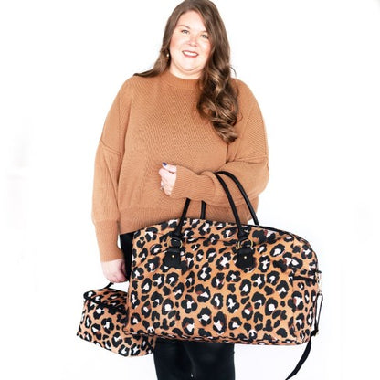 Personalized Mega Leopard Weekender Travel Duffle Bag