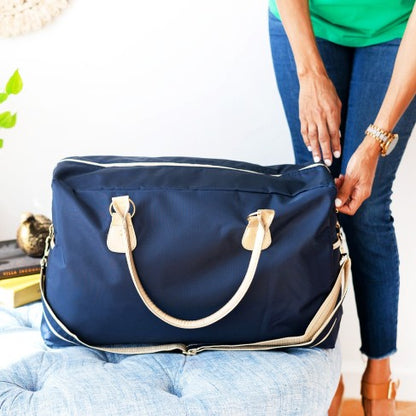 Personalized Navy Blue Weekender Travel Duffle Bag