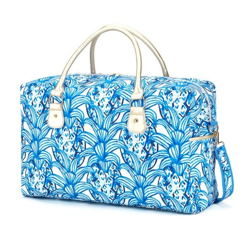 Personalized Pineapple Blue Weekender Travel Duffle Bag