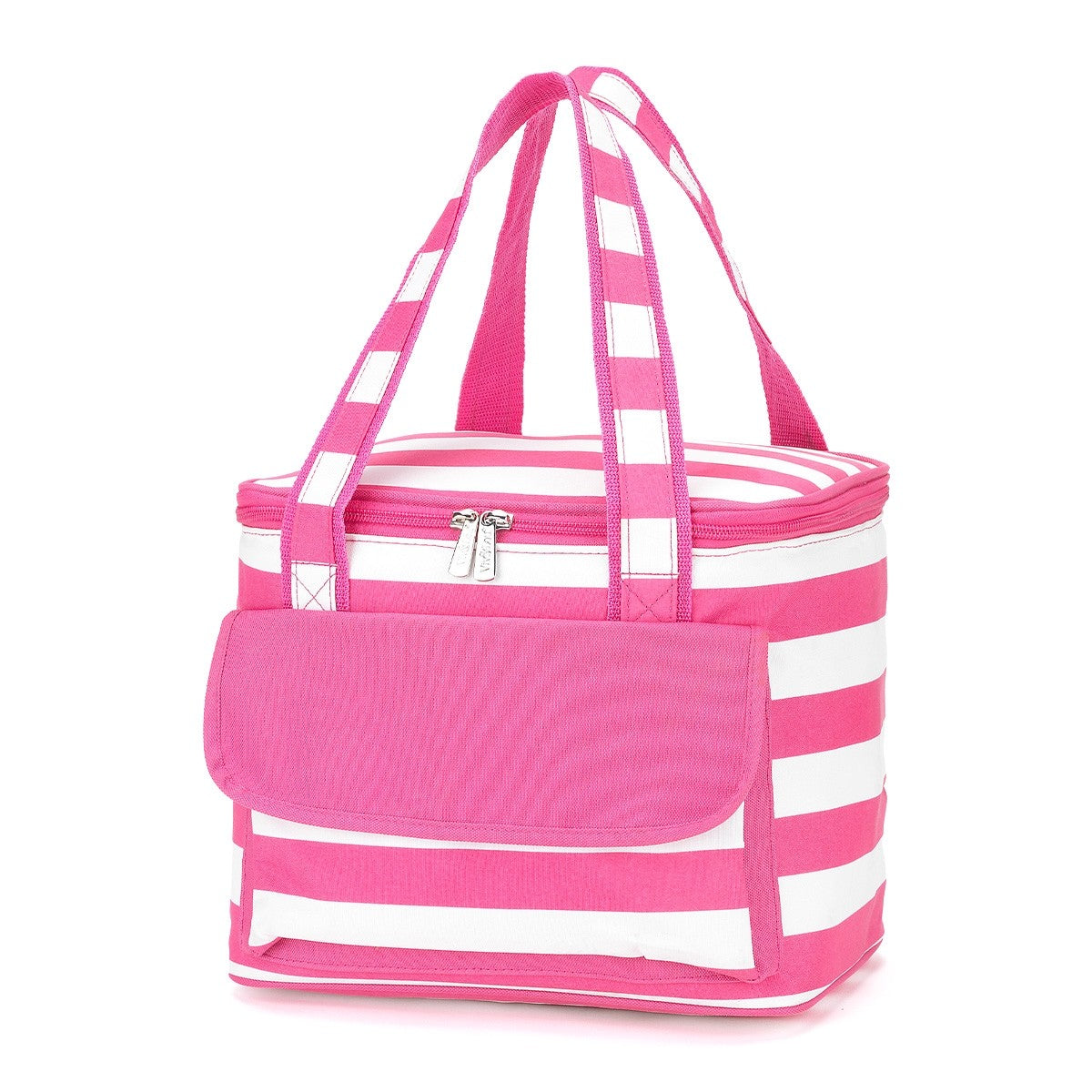 Personalized Hot Pink Stripe Cooler Bag