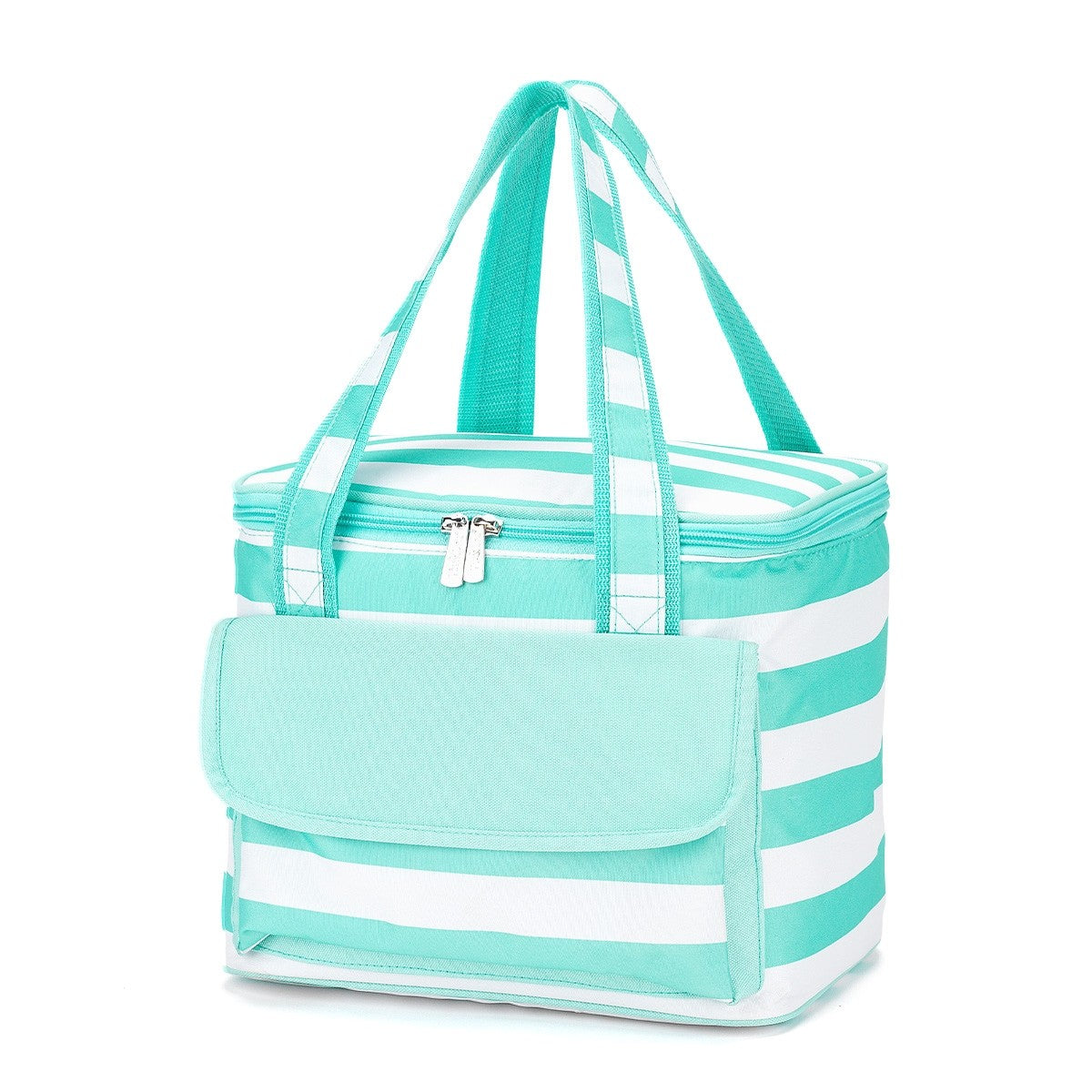 Personalized Mint Stripe Cooler Bag