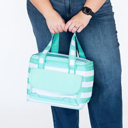 Personalized Mint Stripe Cooler Bag