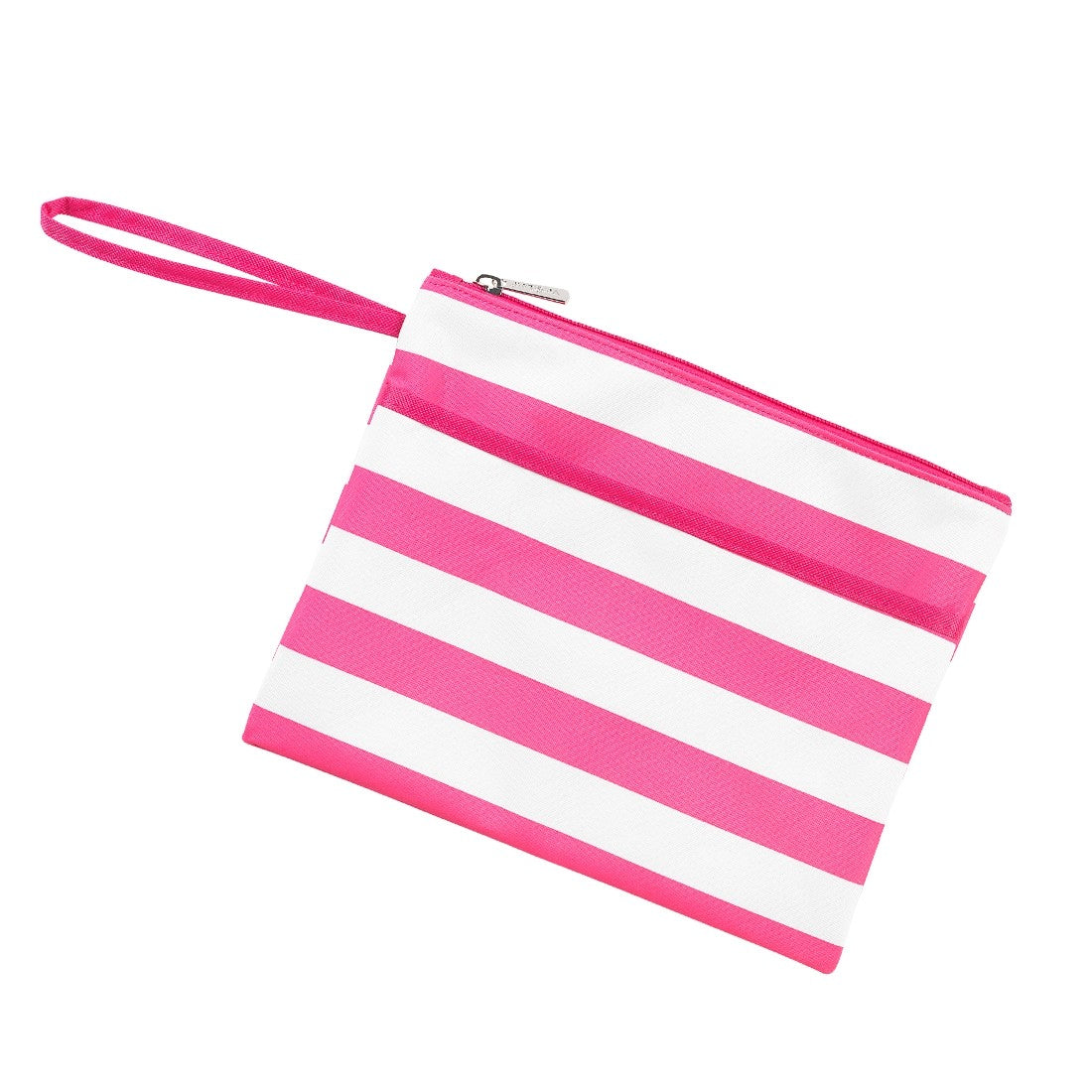 Personalized Hot Pink Stripe Zip Pouch Wristlet