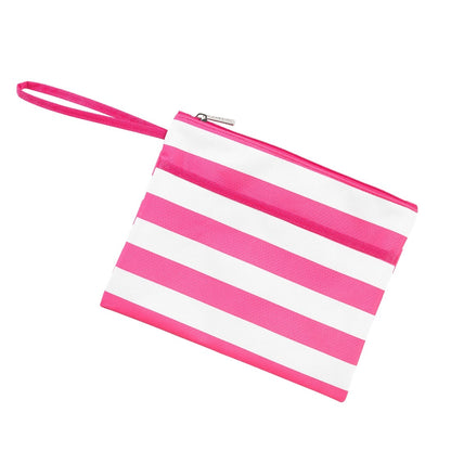 Personalized Hot Pink Stripe Zip Pouch Wristlet