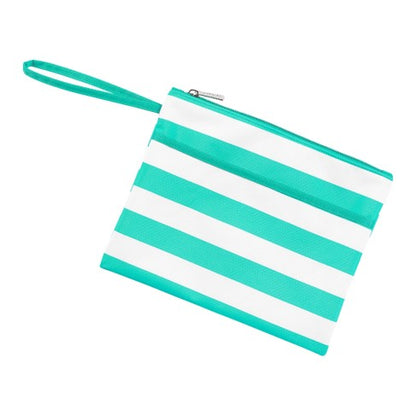 Personalized Mint Stripe Zip Pouch Wristlet